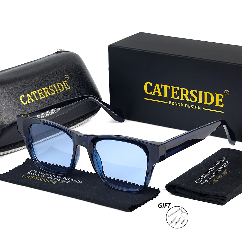CATERSIDE Herren-Sonnenbrille mit Sehstärke, maßgeschneiderte optische Sonnenbrille mit quadratischen Gläsern für Damen, Myopie-Brille für das Fahren im Freien – Detail 9