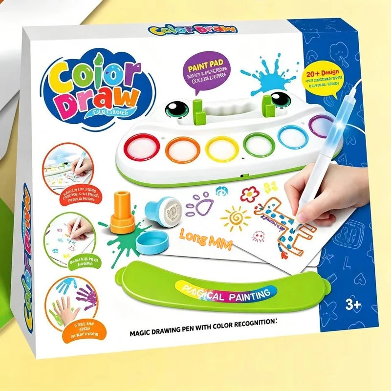 Color Draw Magic Painting Set Stamp Drawing Pen Color Recognition Graffiti Art Craft Educational Creative Diy Gift