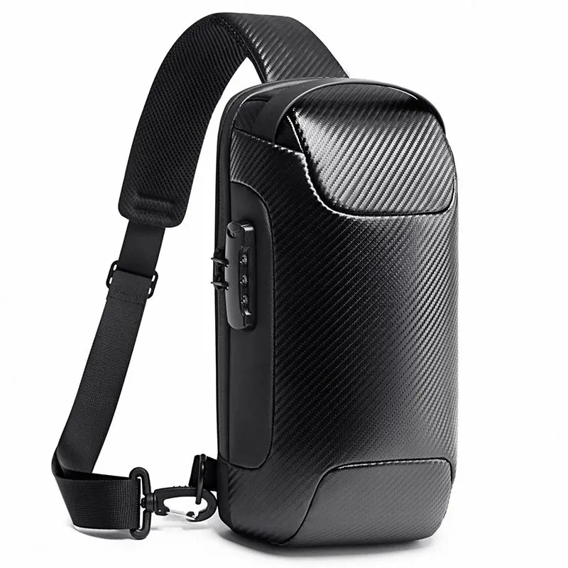 Bolso de pecho antirrobo para hombre, impermeable con carga USB bandolera, paquete de viaje corto