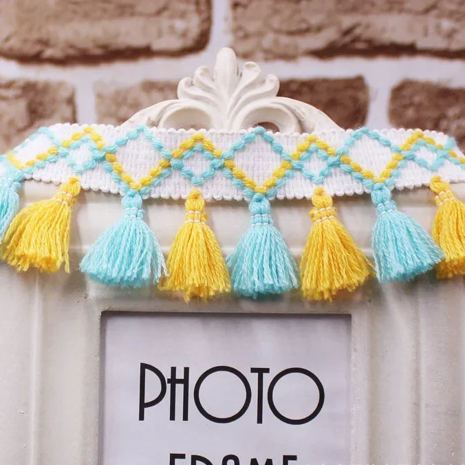 1 Yard/Los Spitzenband zum Nähen, Pompon-Besatz, Quasten, Pompons, 5 cm Breite, Kugelfransen, Stickerei, Bekleidungsstoff, handgefertigtes Accessoire – Detail 5