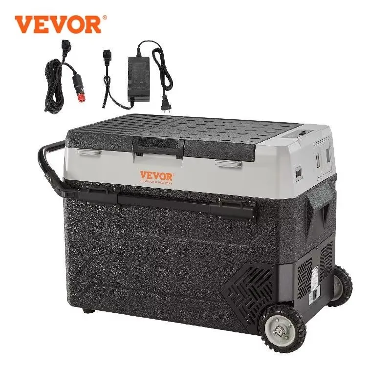 VEVOR Compressor Car Fridge 38-53L Portable Freezer Electric Ice Box with Wheels Telescopic Rod Mini Fridge for Outdoor Camping