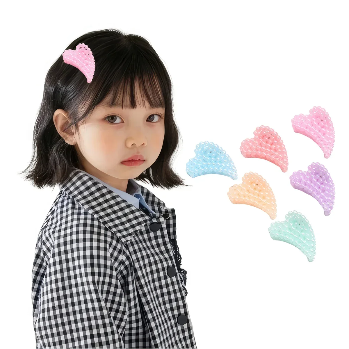

6pcs/set Candy Jelly Kids Hair Clips Transparent Colorful Bow Clips, Cute Small Claw Hairpins for Girls Styling Bangs