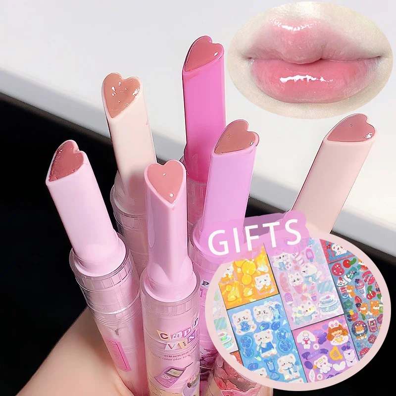 CAPPUVNI Water Light Lip Glaze Tint Clear Mirror Lipstick Waterproof Moisturizing Lipstick Shine Glitter Lip Gloss Women Makeup