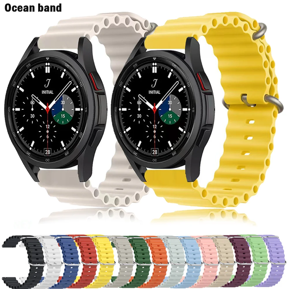 Ocean bands For Samsung Galaxy Watch 6-4 classic/5-Pro/active 2/Gear S3 Silicone 22mm 20MM bracelet Huawei GT 4-3-2 watch strap