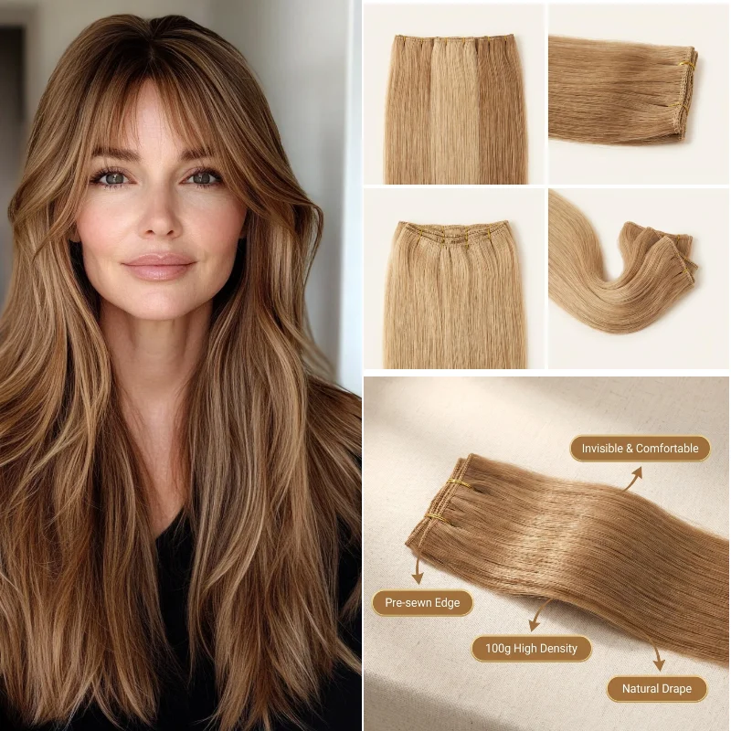 Cheveux vierges humains Super Genius Weft 22 pouces 100g # P9-613 # 170 extensions de cheveux déjà cousues, double efficacité et volume accru
