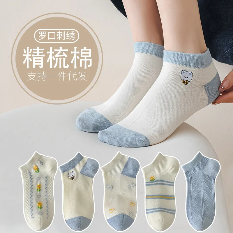 Весенние-и-летние-тонкие-короткие-носки-женские-милые-носки-лодочки-с-героями-мультфильмов-хлопковые-дышащие-короткие-спортивные-носки-трубы