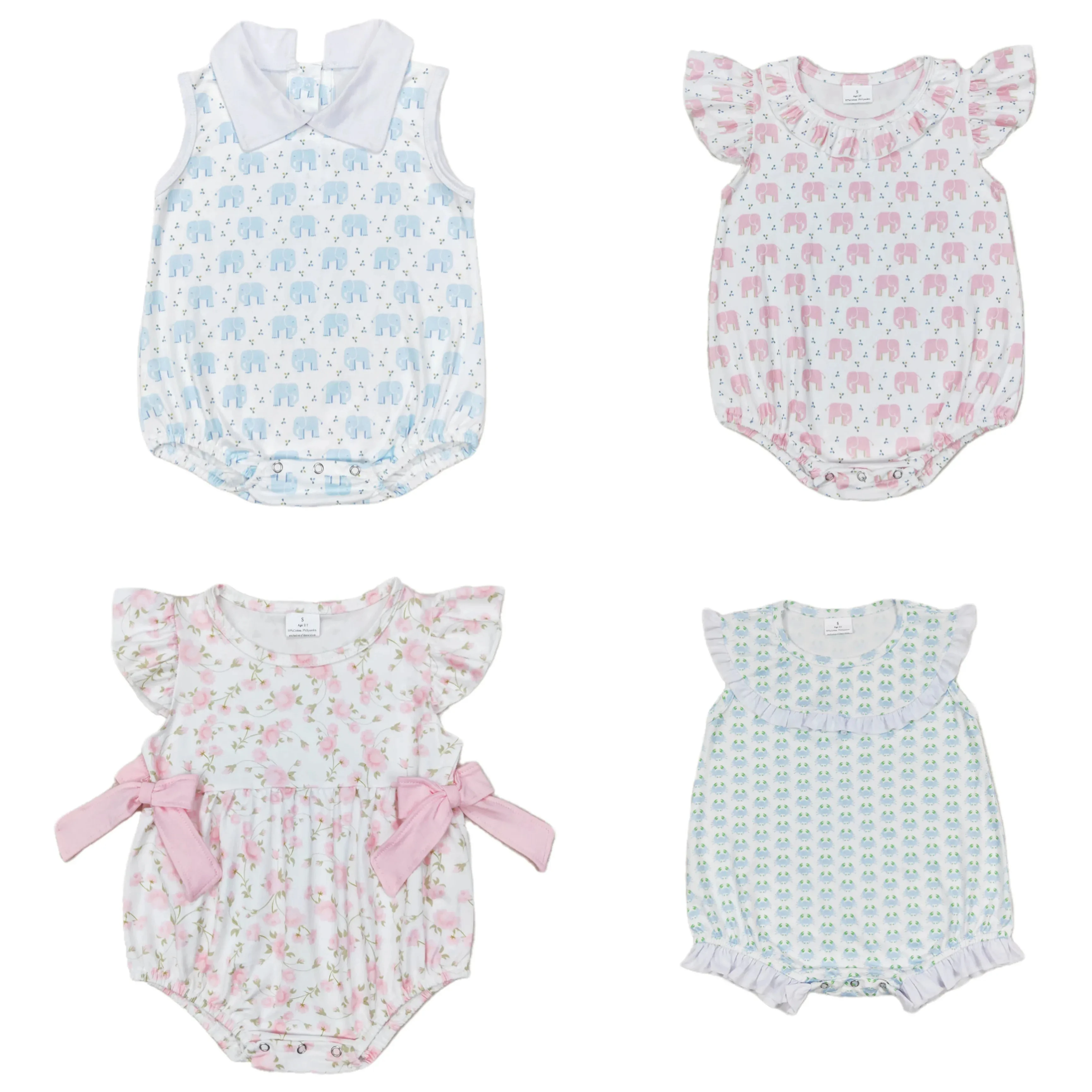 Wholesale Baby Girls Toddler Boutique Bubble Romper Newborn Sleeveless Coverall Bodysuit Kids Children Floral Leopard One-piece