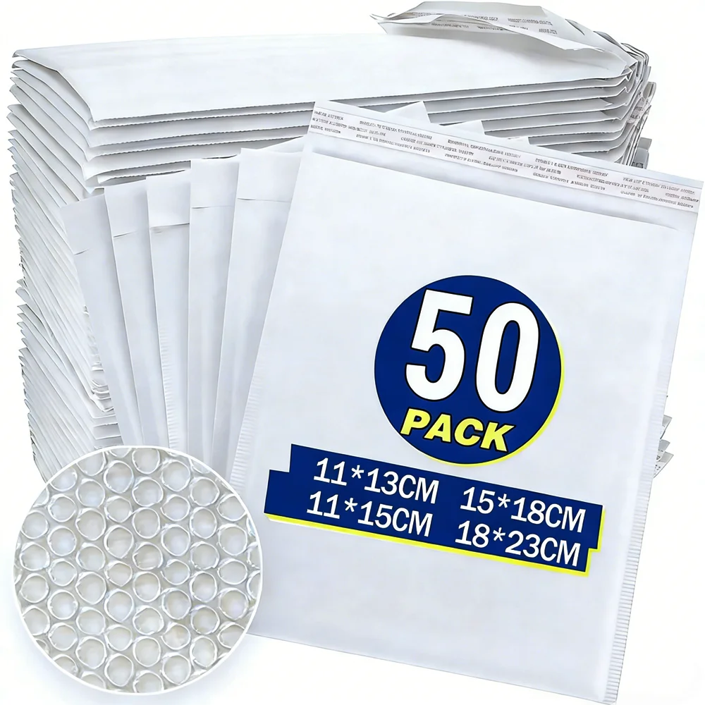 10-50Pcs White Kraft Bubble Mailers Self-Sealing Storage Pap