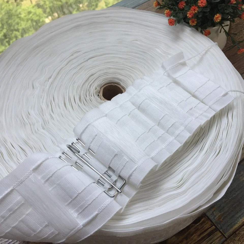 

5~30 Meters Pull Pleated Tape Multifunction Hook Tape Pleat tape for Curtain Rod Rail White Non Woven Curtain Accessories CP137H