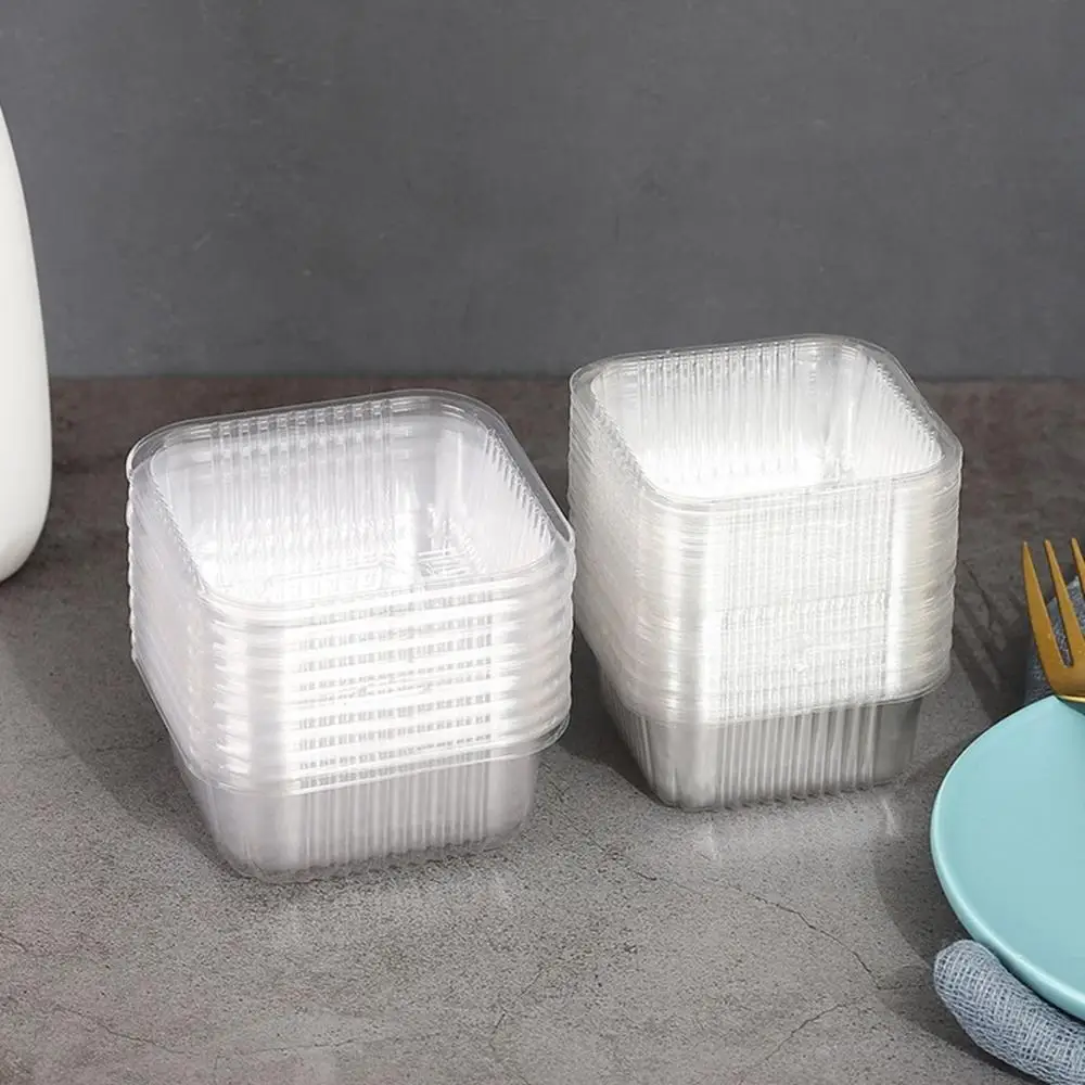 100Pcs Disposable Plastic Cupcake Packaging Box Cake Holder Mooncake Tray Mousse Container