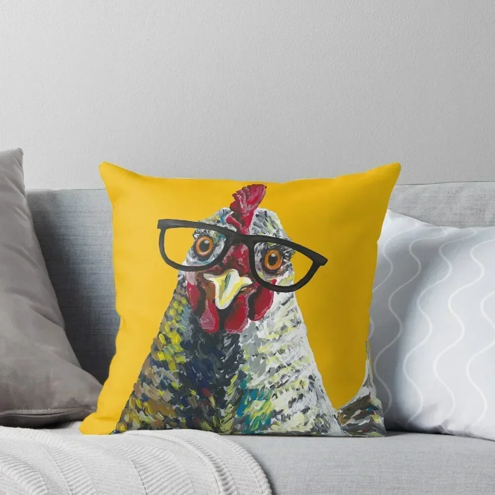 

Chicken with Glasses, Cute Chicken Art Throw Pillow Custom Cushion Photo Cushion Child Christmas Pillowcase pillow
