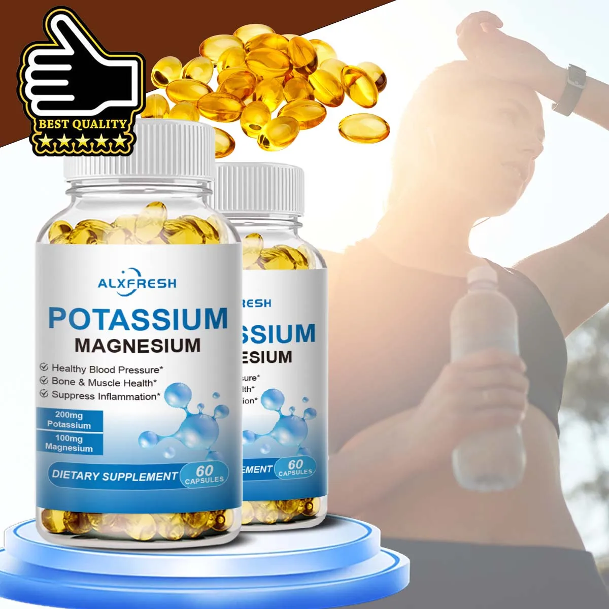 

Alxfresh Калия и магний для красоты, здоровья, сердечно-сосудистых сотовых иммунитетов и мышечных спазмов, фитнеса, кости, качество сна