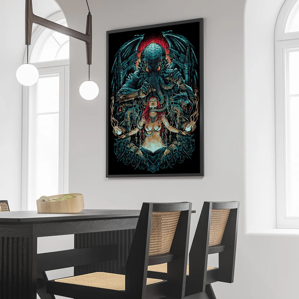 1PC Cthulhu Poster Self-adhesive Art Waterproof Paper Sticker Coffee House Bar Room Wall Decor