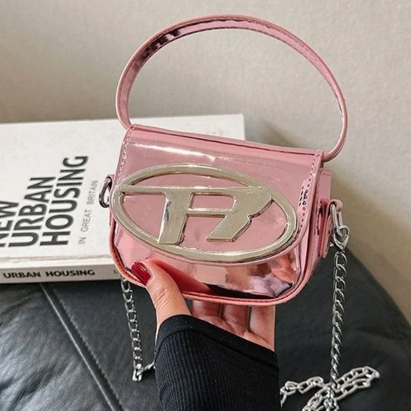 Women\'s and Children\'s New Fashion Mini Bright Letter Underarm Bag Chain Strap Crossbody Bag Handbag purses and handbags