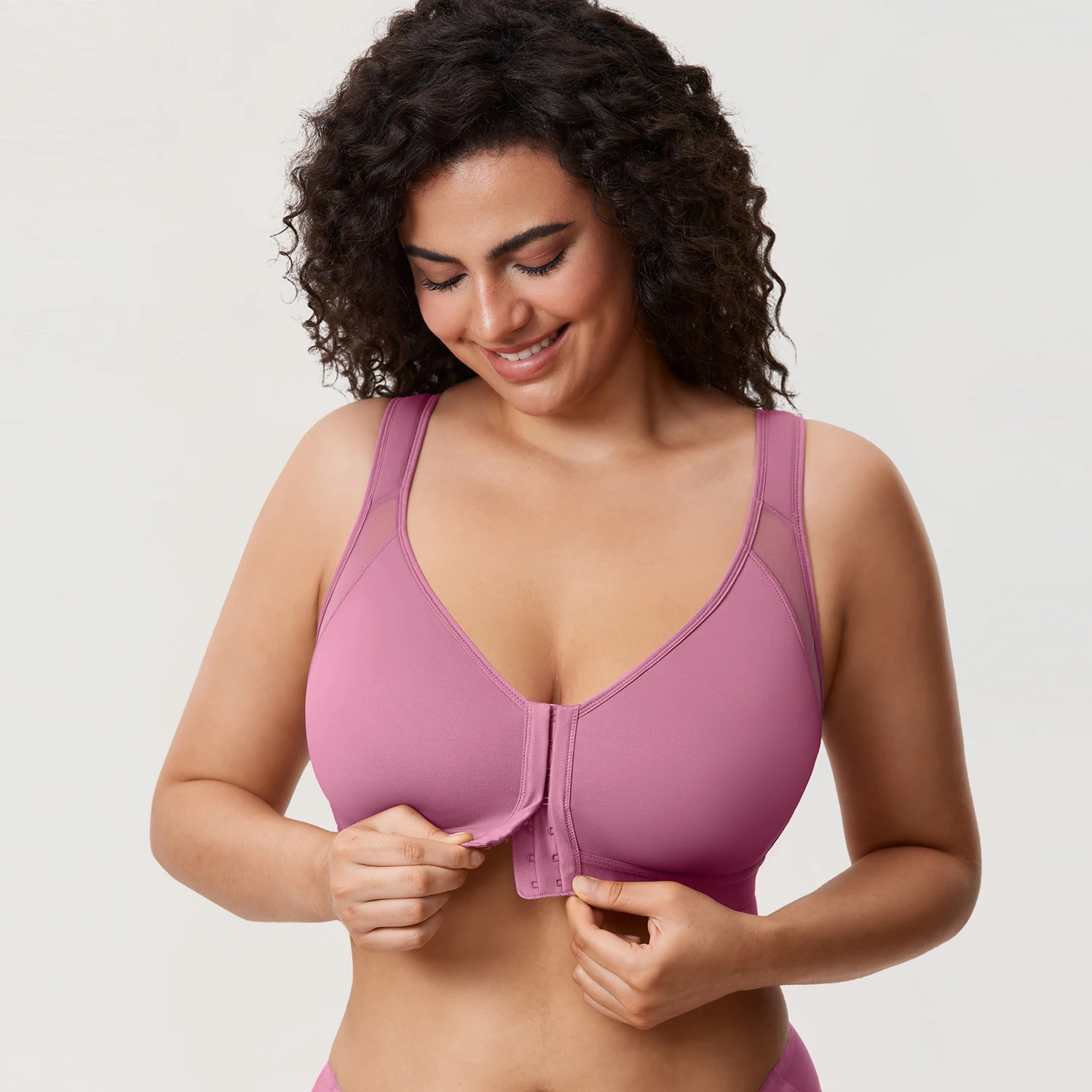 Delimira Damen Plus Size BH Front verschluss Voll abdeckung Draht frei Rückens tütze Haltung BHs nicht gepolstert