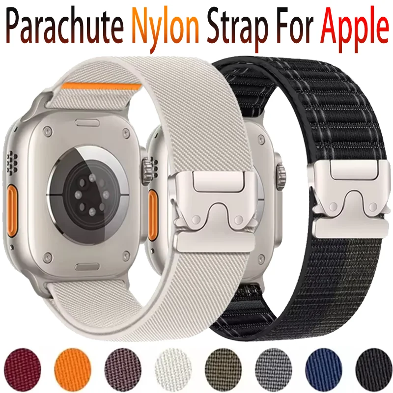 Nylon band voor Apple Watch Ultra 10 9 8 7 6 5 4 SE Parachute gevlochten elastische polsband iWatch 49 mm 46 mm 42 mm 45 mm 41 mm 44 mm 40 mm