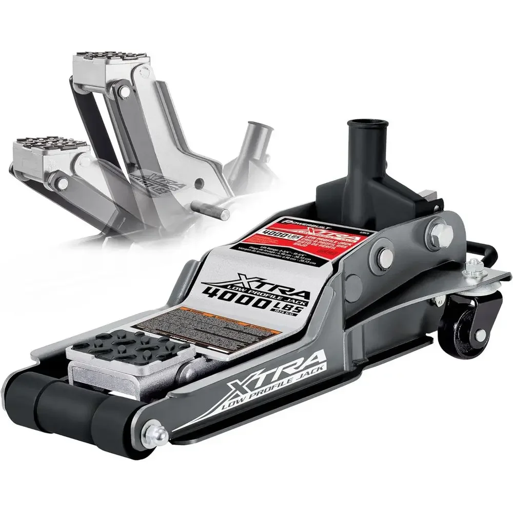 

Ultra Low Profile Floor Jack with Safety Bar, 2 Ton Capacity, Silver