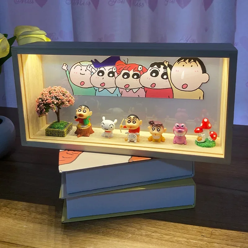 

Crayon Shin-Chan Kawaii Night Light Anime Figures Light Painting Shine Ornament Decoration Paintings Collectible Xmas Toys Gifts