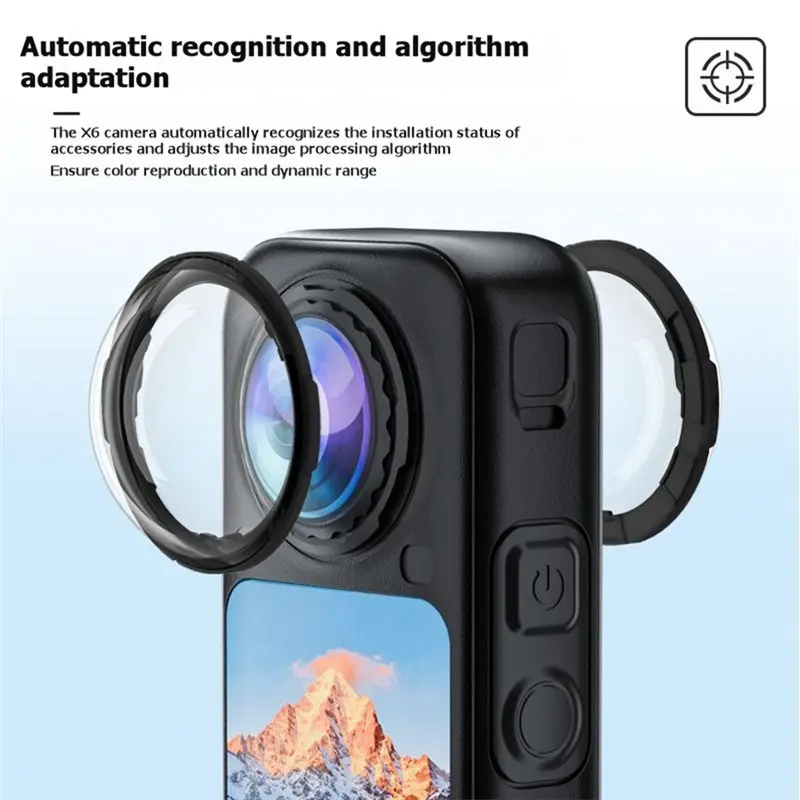 DTB7 For X6 Lens Protector 2PCS Tempered Glass Anti-Scratch Protective Cover Snap-on 360 Camera Accessory