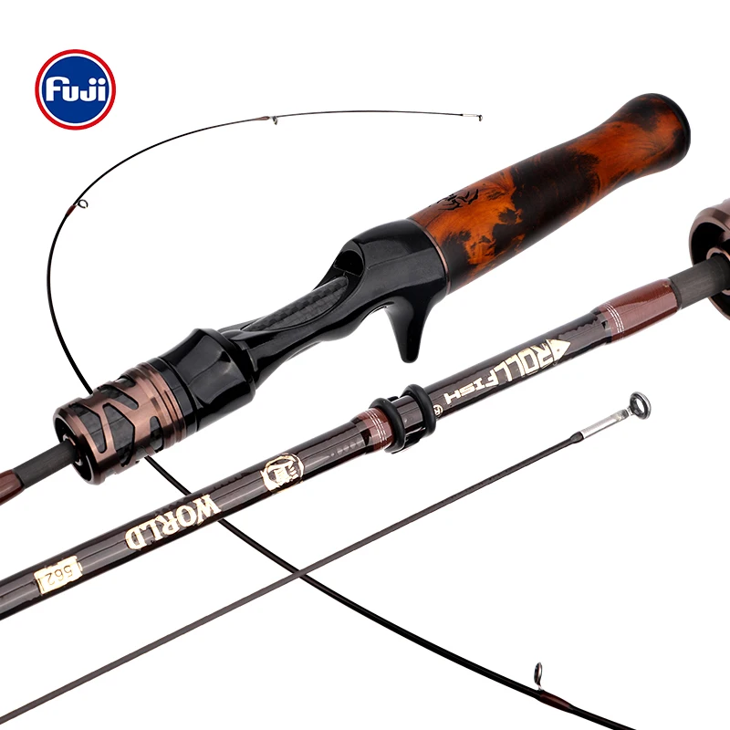 ROLLFISH Angelrute mit Massivholzgriff, UL Forellen-Angelrute aus Kohlefaser, Spinning- und Casting-Rute, Superweiche Angelrute 1,38-1,8m, Schnelle Aktion – Detail 3