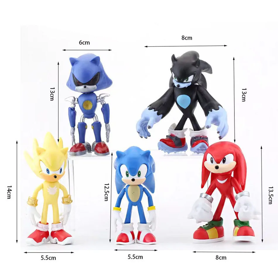 Large size 12-14cm Cute Sonic the Hedgehog PVC Figure Decoration Toy Hedgehog Shadow Tail Figure Model Dolls Kids Birthday Gifts