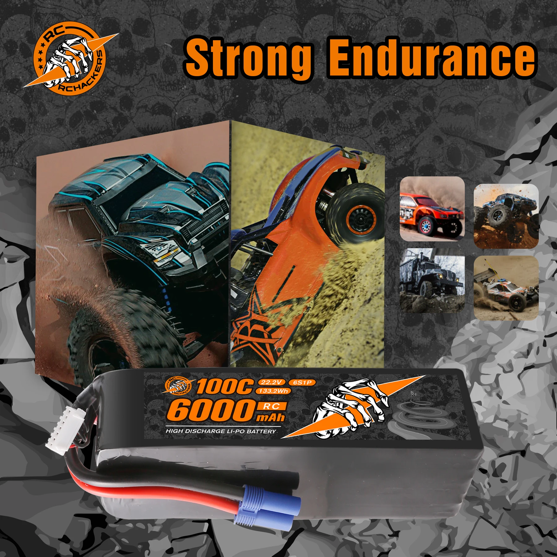 بطارية ليبو RCHackers 6S 6000mAh 22.2V 100C مع قابس EC5 #5