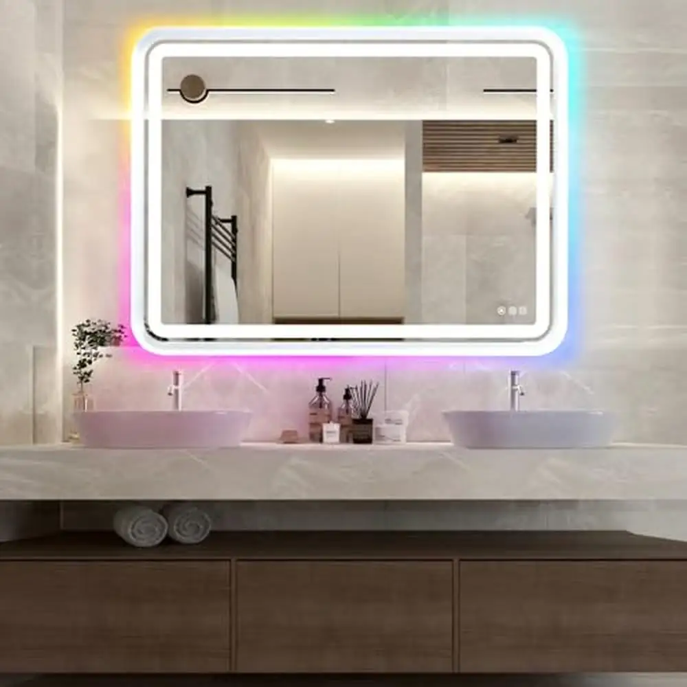 LED Bathroom Mirror Wall Lighted Backlit Frontlit Dimmable Memory Vanity Top Quality Installation Ease