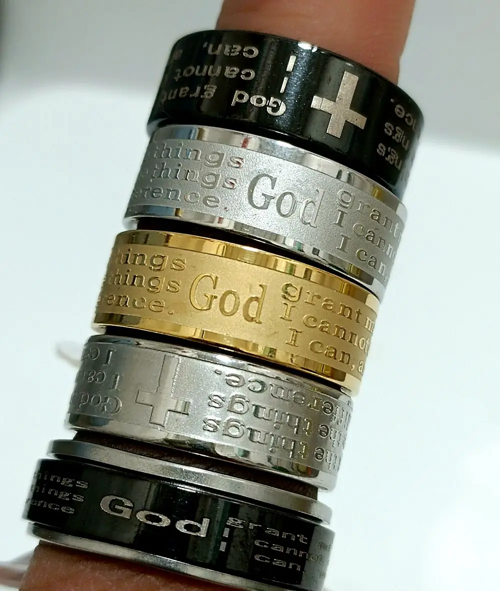 6 teile/los Serenity Gebet Edelstahl Jesus Ring Religiöse Band Schmuck – Detail 1