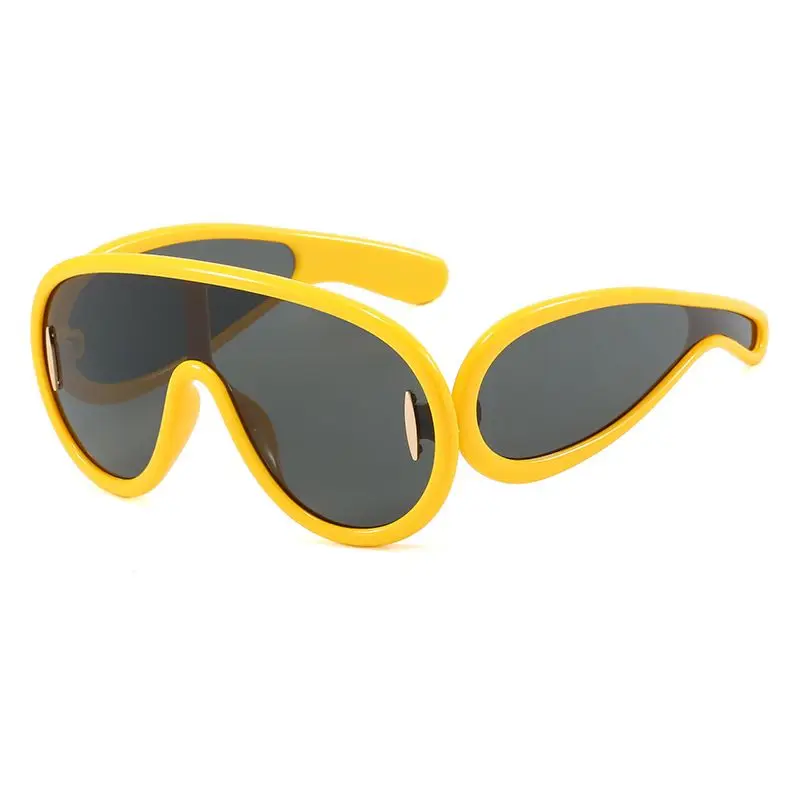 2026 New Same Style One Piece Large Frame Toad Glasses Hip Hop Street Design Trendy Sunshade Sunglasses