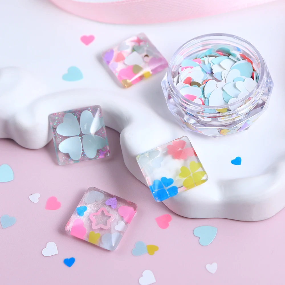 Dopamina amor coração decorações da arte do prego lantejoulas macaron coração floco y2k peças de unhas estilo dia dos namorados manicure diy acessórios