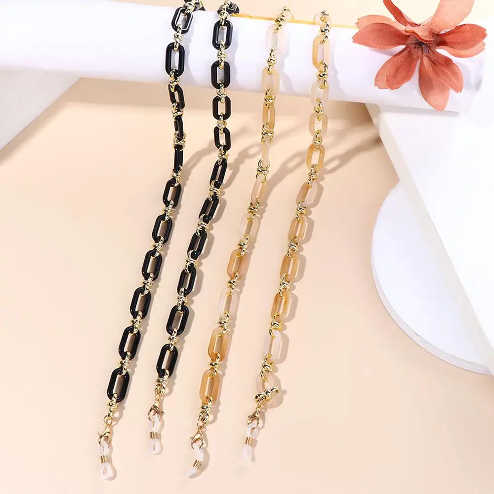 Trend Temperament Non-slip Anti-lost Metal Women Sunglasses Eyewear Acrylic Neck Strap Mask Hanging Rope Elegant Glasses Chains
