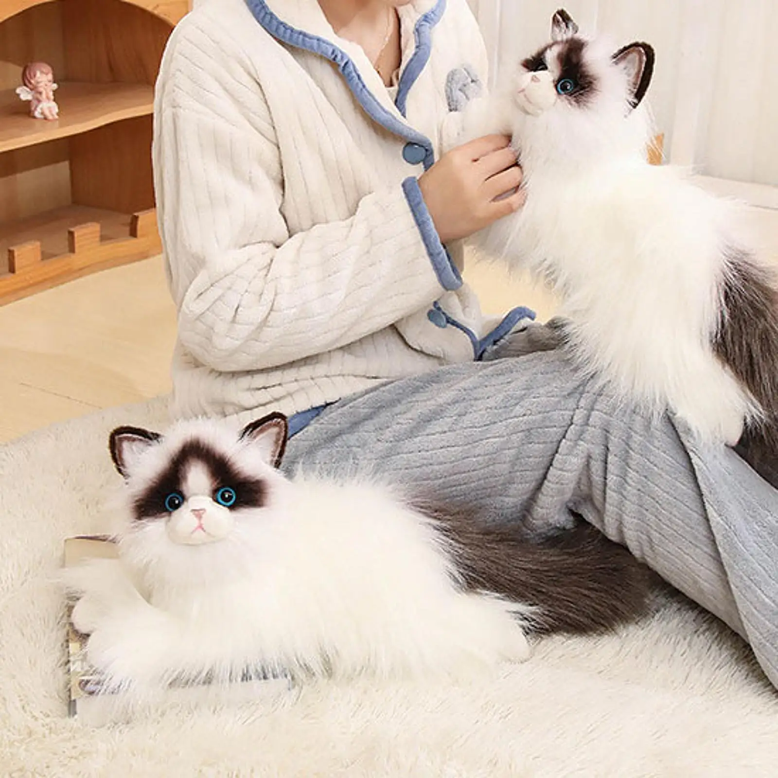 

Cat Plush Stuffed Animal Toy Realistic Home Decoration Cat Stuffed Animals Toy Plush Doll for Adults Children Boys Girls Gifts