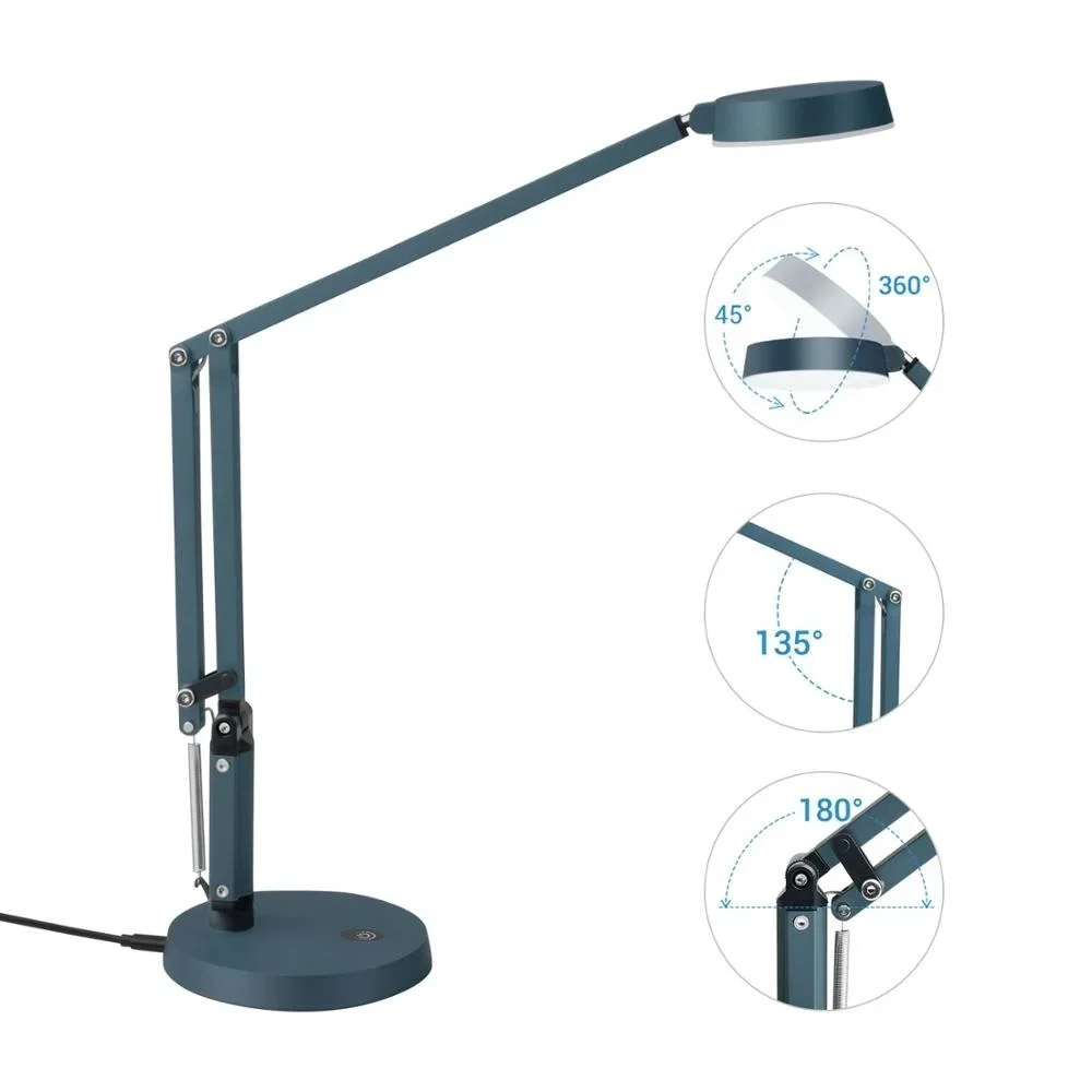 سوينغ الذراع لمبة مكتب عكس الضوء مستوى اللمس LED الجدول مصباح USB شحن مرنة مكتب ضوء القراءة حماية العين مع الموقت #3