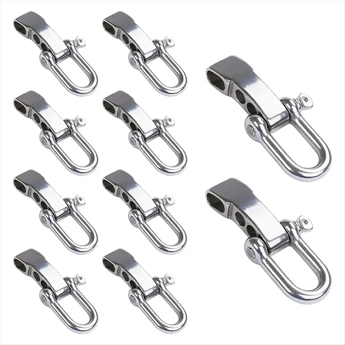 KSOL 10Pcs Paracord Bracelet Shackle Buckle, Bow Anchor Shackle Clasp D Shackle Clip Adjustable for Survival Bracelet Silver