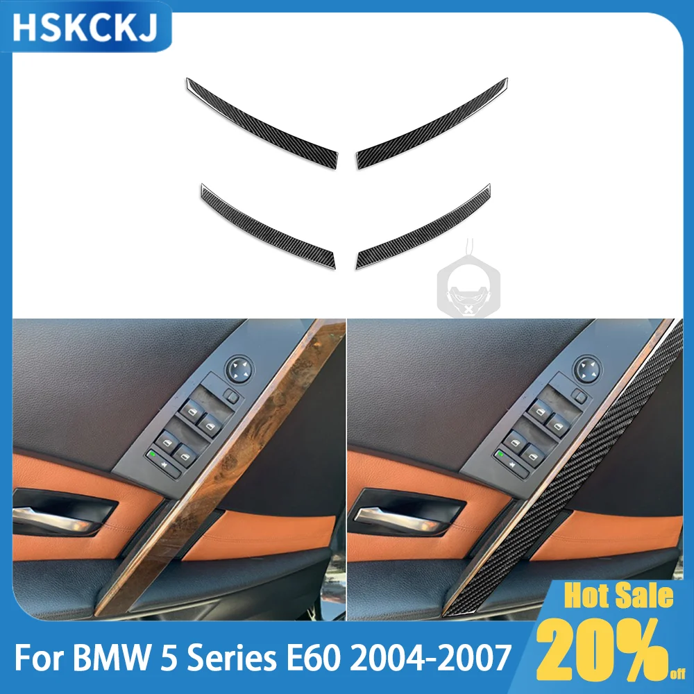 

Внутренняя дверная панель подлокотника, полоса, автомобильные аксессуары, накладка, наклейка для Bmw 5 серии E60 2004-2007, модификация из углеродного волокна