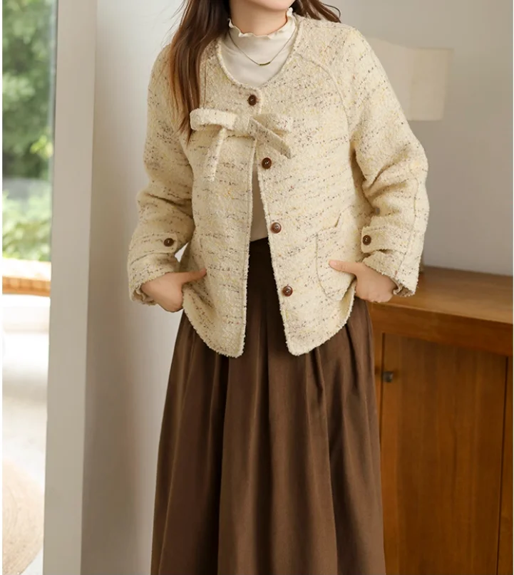 حجم كبير المرأة الخريف مزاجه الجولة الرقبة فضفاضة طويلة الأكمام معطف الحلو موضة تنوعا الحد من العمر معاطف كورية أنيقة