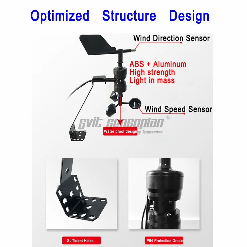 Sensore di direzione della velocitร del vento integrato Trumsense STTWSWDI930025S da 9 a 30V potenza da 0 a 2.5V uscita per il monitoraggio