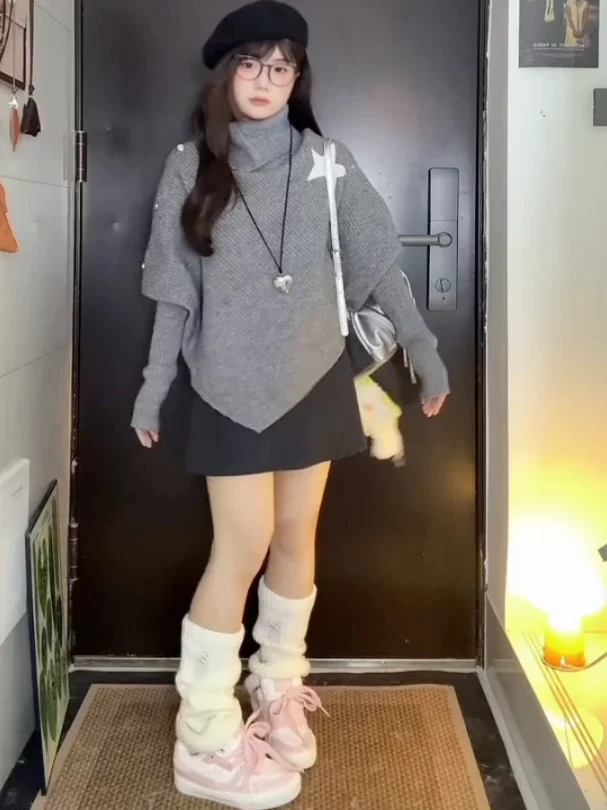 Pull en tricot coréen décontracté ample, nouvelle arrivée d'automne, design original et tendance, à capuche, long, chaud