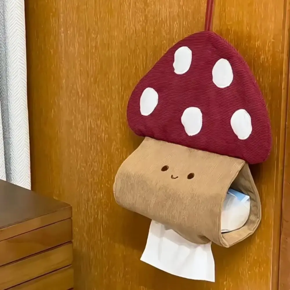 Creative Mushroom Tissue Box Cartoon Wall Mounted Tissue Holder Toilet Paper Storage Box Household Decoration