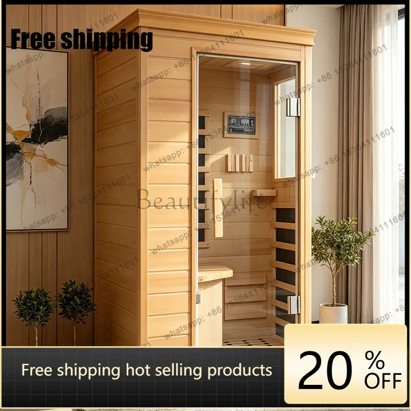 HOT sauna room single dry steam light wave room hemlock wood movable detoxification physiotherapy sweat steam box