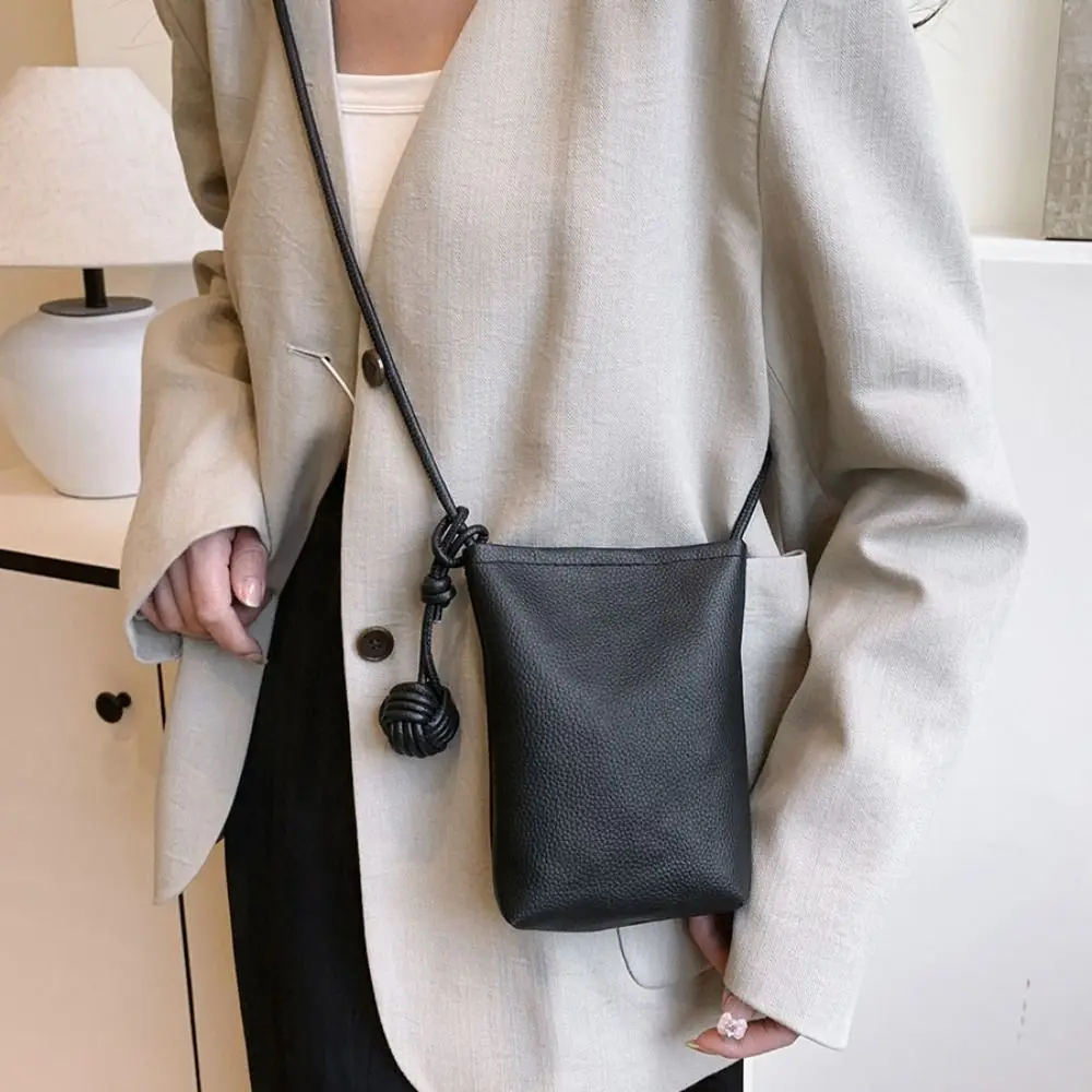 PU Leather Mobile Phone Crossbody Bag Candy Color Simple Leather Trend Shoulder Bag Soft Small Purses Mini Summer Shoulder Bags