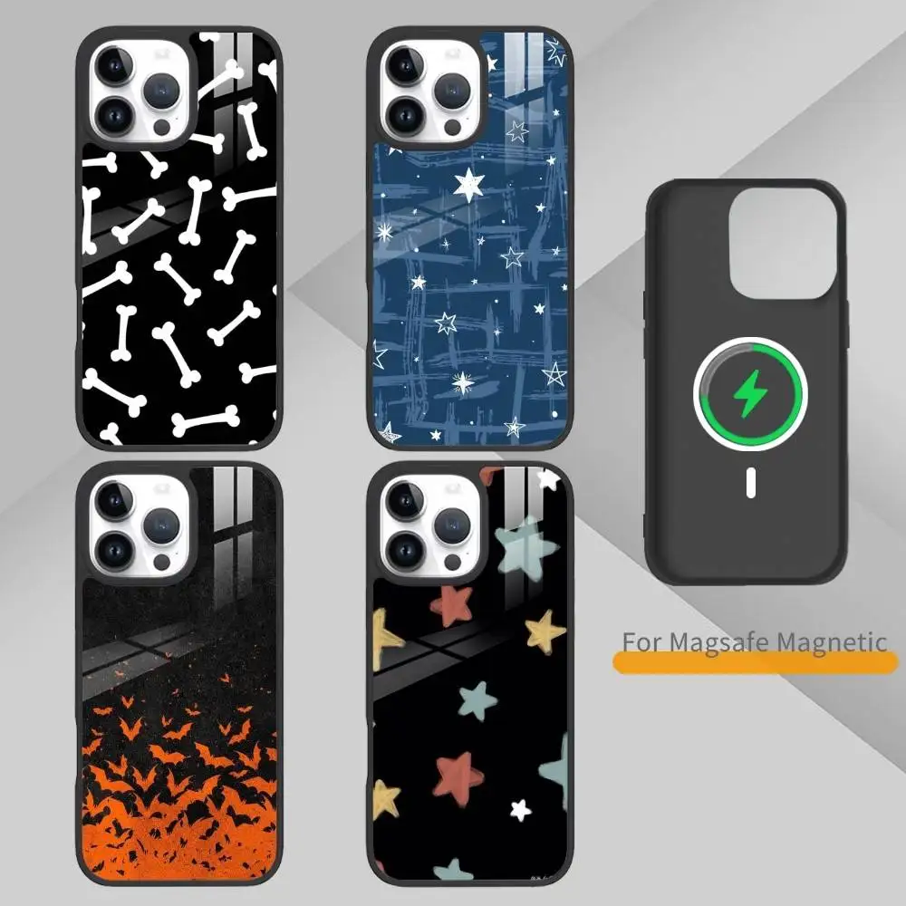 

star bone lightning bolt Phone Case For iPhone 14,16,15,13,17,12,Plus,Pro,Max Magnetic For Magsafe Frosted Cover