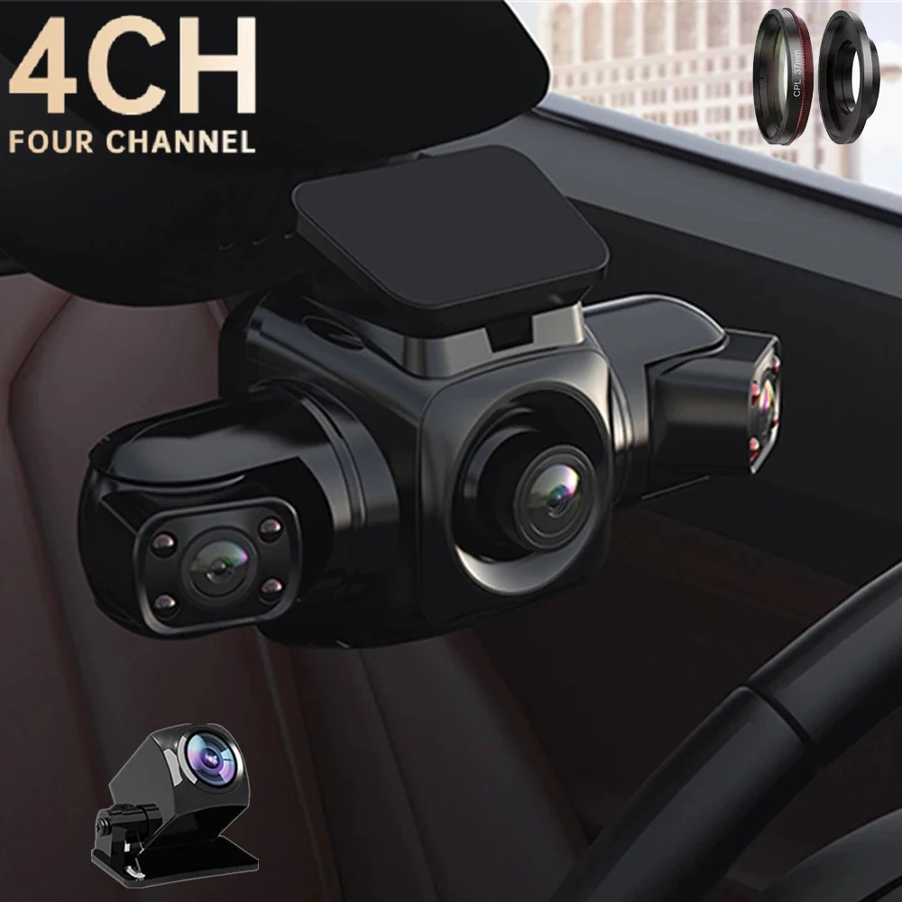 4 Channel 360° Dash Cam 4CH GPS Dash Cam 4*1080P for Car DVR WiFi Video Recorder IR Night Vision Support 24H Parking Monitor