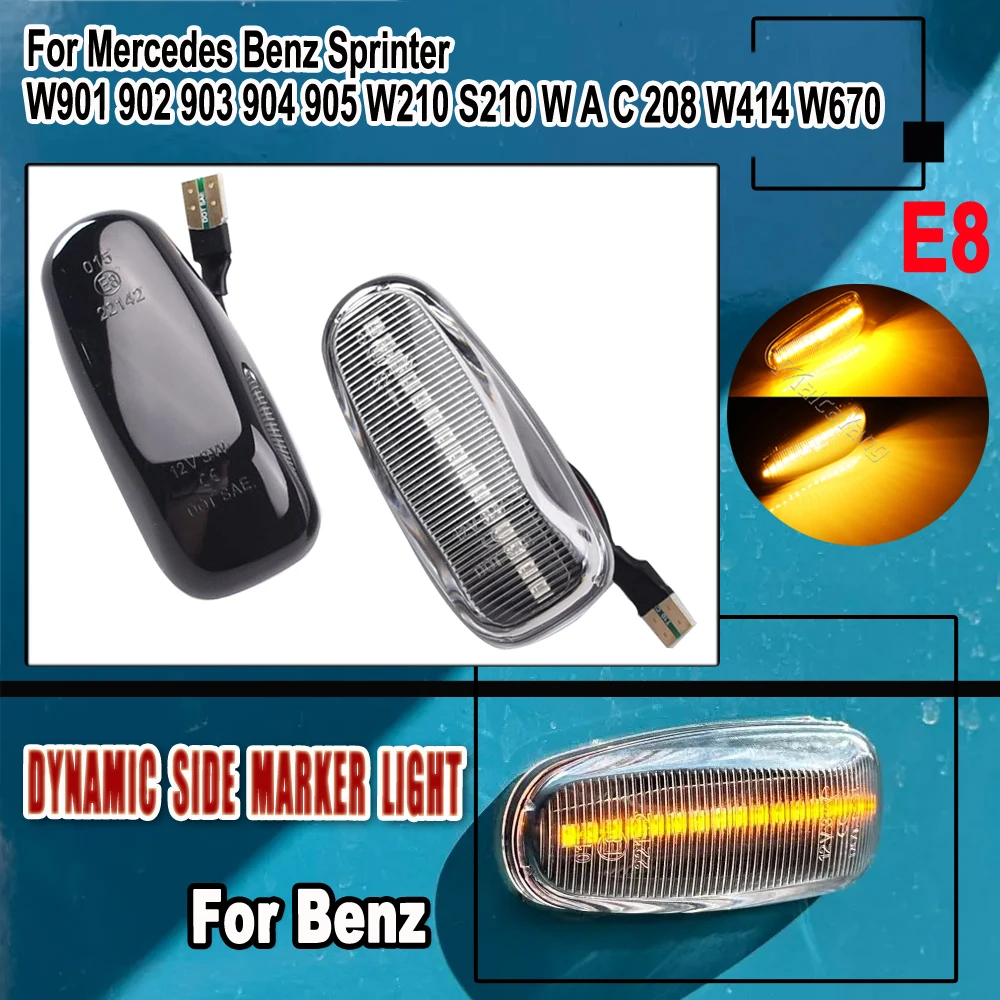 2x LED Side Marker lamp Turn signal Repeater light For Mercedes benz Sprinter W901 902 903 904 905 W210 S210 W A C 208 W414 W670