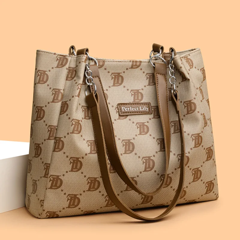

New casual tote bag, European and American fashion retro print handbag, large capacity classic and versatile shoulder bag