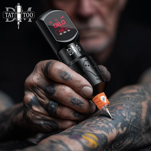 Imagen 2 del producto Pluma de tatuaje inalámbrica DM Red-dragon, pantalla Digital grande a Color, máquina de tatuaje de maquillaje permanente con pistola de tatuaje de 4,0 tiempos