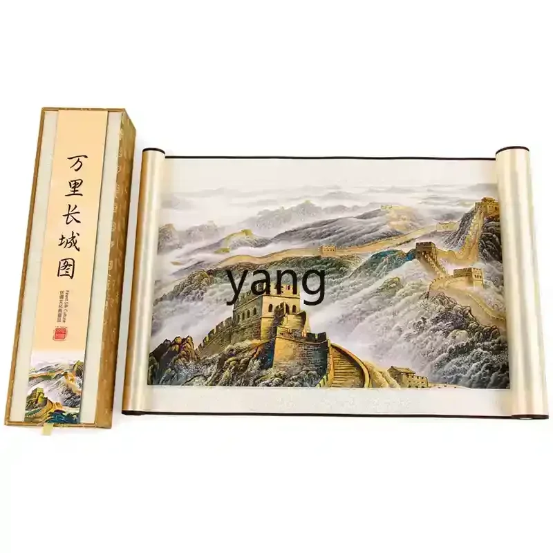 Yjq gift silk scroll painting thousand miles of rivers and mountains map Chinese style characteristic business gift