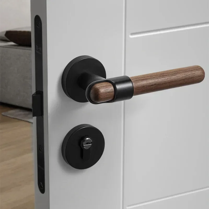 Suitable for 35-50mm Thick Walnut Door Locks, Retro Indoor Silent Door Locks, Bedroom Magnetic Wood Door Handles