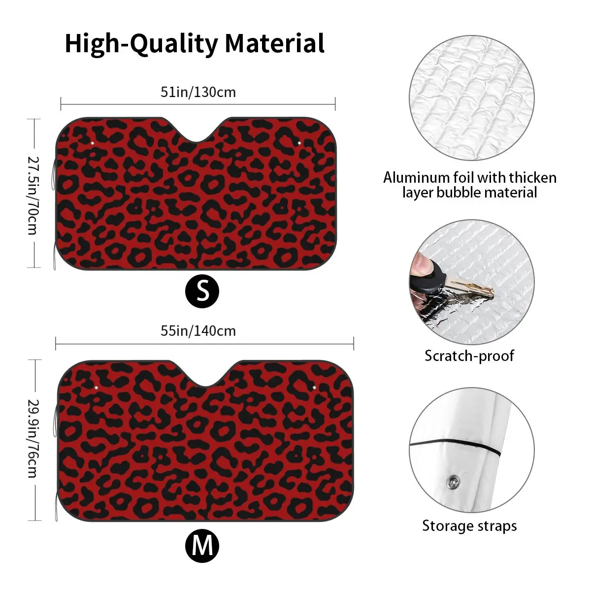 

Rose Red Leopard Pattern Sunshade Windscreen Car Front Windshield Window Sun Visor Accessories Covers