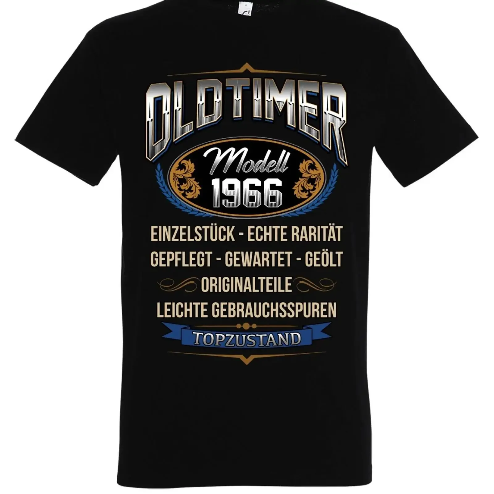 Herren T Shirt 1966 OLDTIMER Geburtstag Geschenk Fun Print Statement vintage Washed fashion Unisex Soft designer clothes